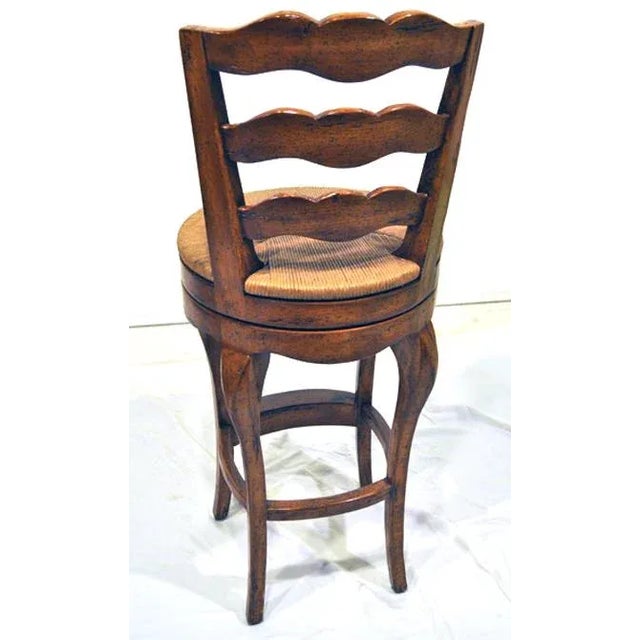 2010s Ladderback Swivel Barstools- A Pair For Sale - Image 5 of 9