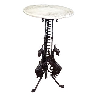 Wrought-Iron Table with Marble Top For Sale
