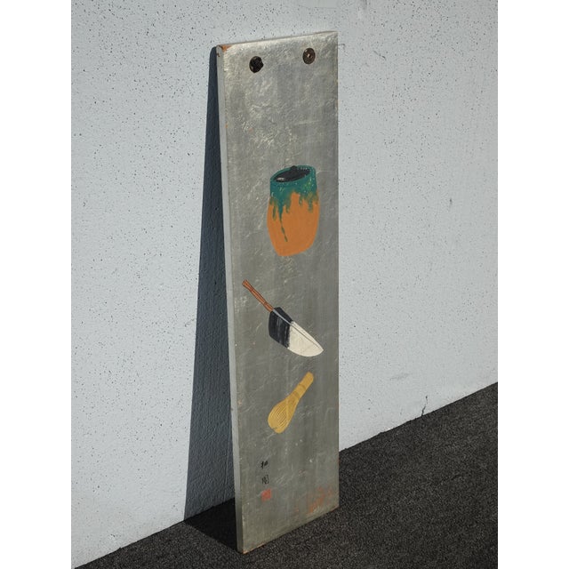 Silver 24" Tall Vintage Oriental Asian Silver Gilt Wall Picture and Signed For Sale - Image 8 of 16