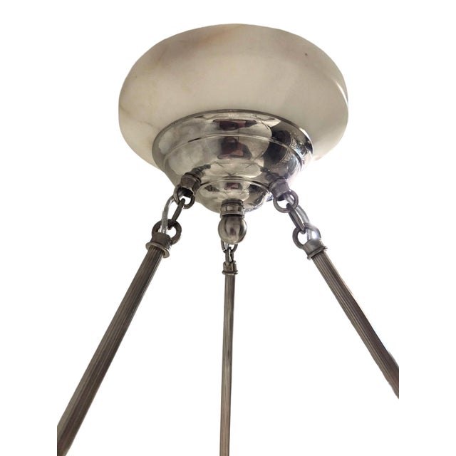 Early 20th Century Large Original Art Deco Off-White Alabaster Coupe W/ Nickel and Alabaster Canopy For Sale - Image 16 of 16