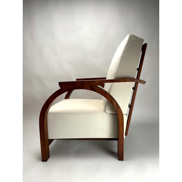 Art Deco Arched Sculptural Wooden Armchair, Italy, 1930s For Sale - Image 4 of 14