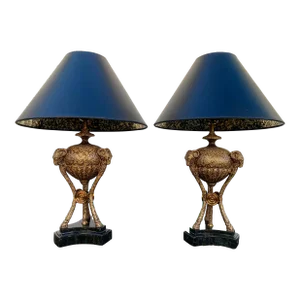 Vintage Ram Goat Table Lamps- Pair