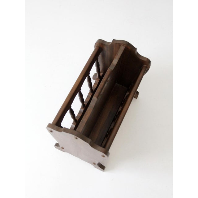 Mid-Century Colonial Style Wood Magazine Rack For Sale - Image 9 of 11