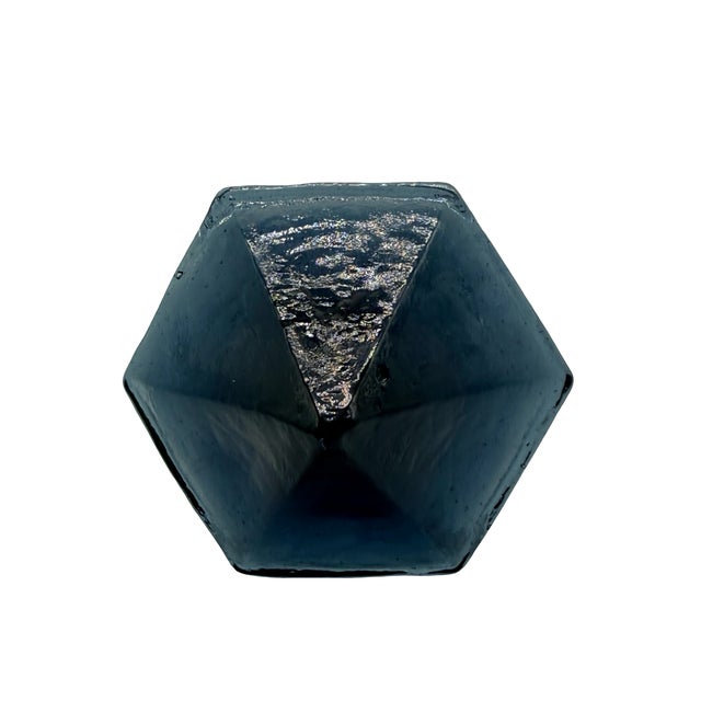Vintage Reproduction Cobalt Blue Nautical Deck Prism Deep Memphis Era Paperweight For Sale - Image 4 of 8