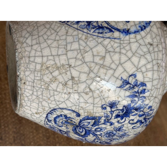 Vintage Large French Clay Crackle Glaze Set of 2 Pots Urn Vase For Sale - Image 14 of 16