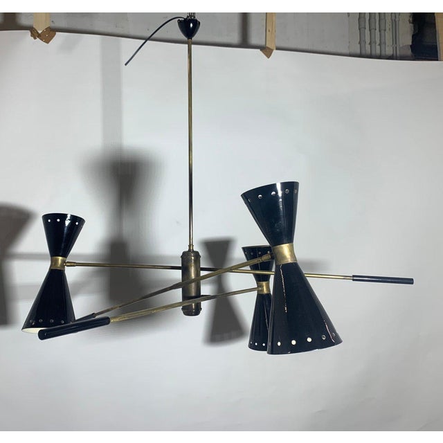 Italian Adjustable Brass Chandelier, 1950s For Sale - Image 11 of 11