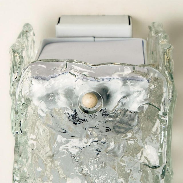 Metal Textured Clear Glass Wall Sconce, 1960 For Sale - Image 7 of 17