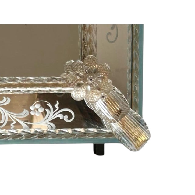1970s Venetian Mirror with Floral Murano Details, 1970s For Sale - Image 5 of 13