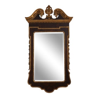 Georgian Style Burl Walnut & Gold Mirror For Sale