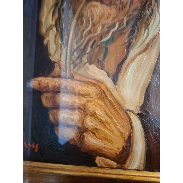 Tullio Grassi, Man with Pipe, 1980, Oil on Canvas, Framed For Sale - Image 7 of 12