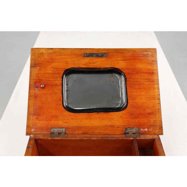 Brown Art Deco French Sewing Box with Yellow Top, 1900s For Sale - Image 8 of 11