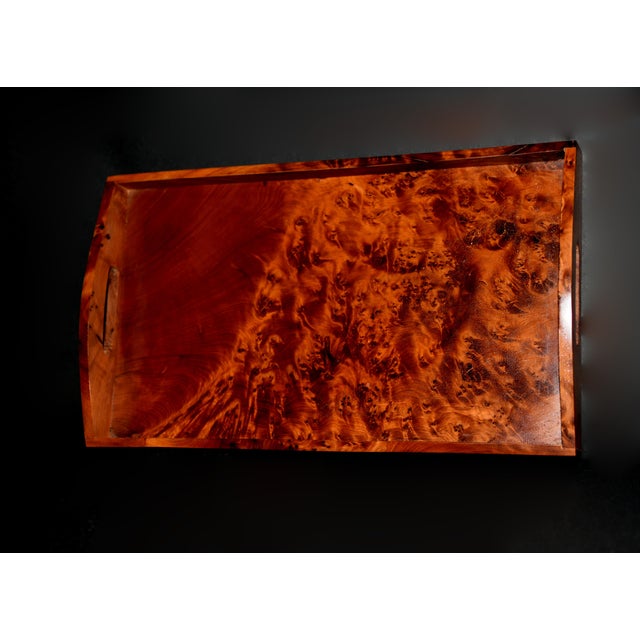 2020s Rare Fragrant Thuya Exotic Wood Tray Large 15.5" Solid Wood For Sale - Image 5 of 18