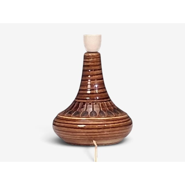 1960s Mid-Century Modern Arne Finne Nielsen, Table Lamp, Brown Glazed Stoneware For Sale - Image 9 of 10