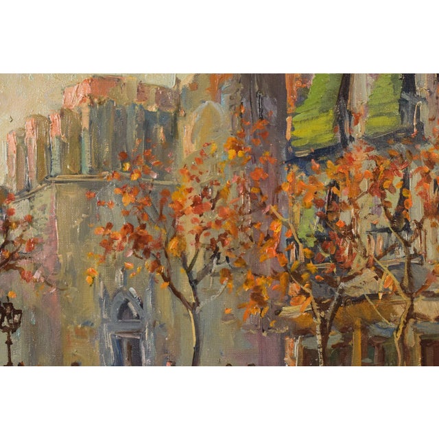 Impressionist Autumn Cityscape, Late 20th-Century, Oil on Canvas, Framed For Sale - Image 6 of 12