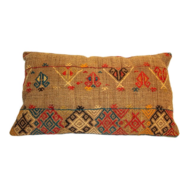 Vintage Moroccan Berber Pillow Hand-Woven Rug Pillow For Sale