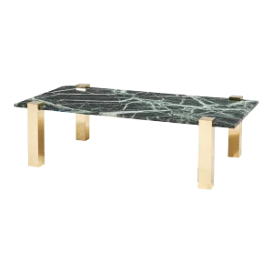 Pace Collection Verde Green Marble and Brass Coffee Table, 1970