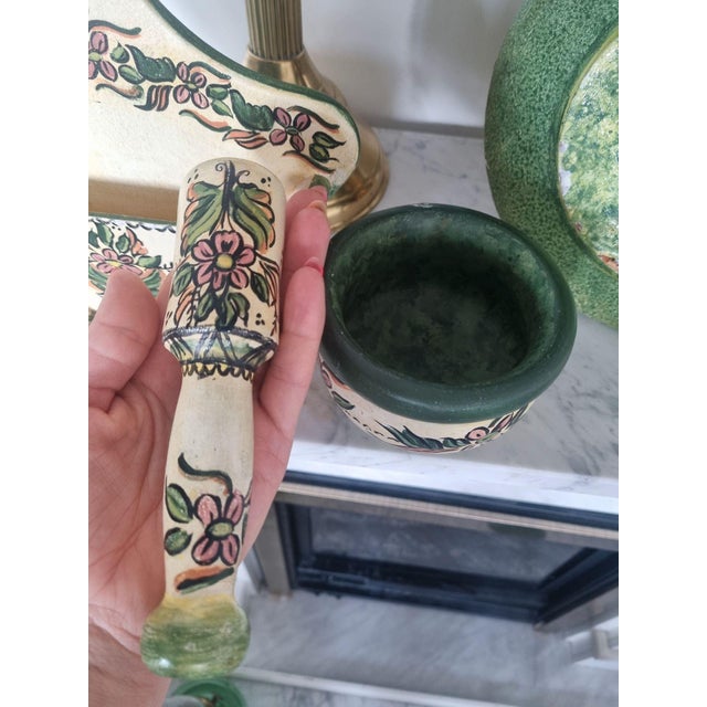 Art Deco Wooden Painted Mortar, Container and Platter, 1930s, Set of 5 For Sale - Image 4 of 13