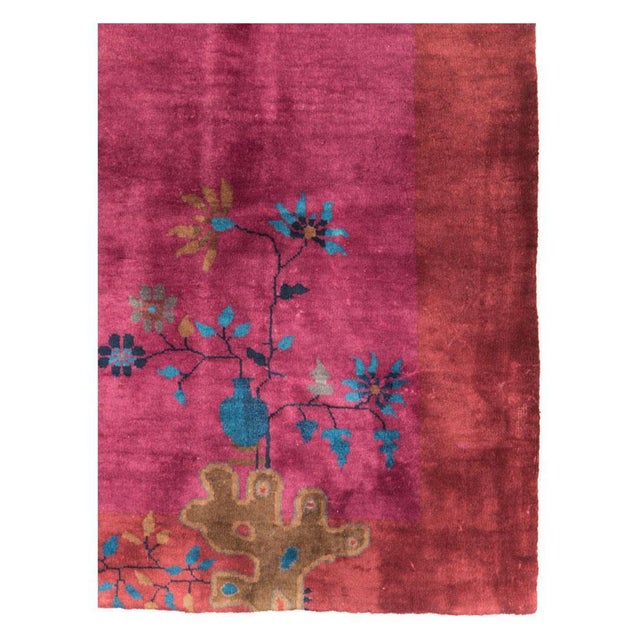 Art Deco Galerie Shabab Collection Early 20th Century Chinese Art Deco Accent Rug For Sale - Image 3 of 10