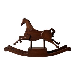 Handcrafted Mid 20th Century Sculptural Pine Rocking Horse For Sale