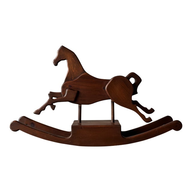Handcrafted Mid 20th Century Sculptural Pine Rocking Horse For Sale