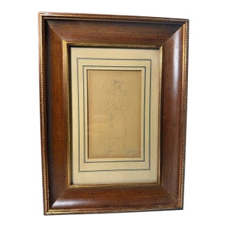 Antique 1830 French Military Portrait of Man in Uniform Armed Drawing Sketch For Sale