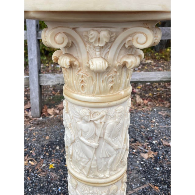 Traditional Classical Revival Carved Resin 31" Column Pedestal For Sale - Image 3 of 13