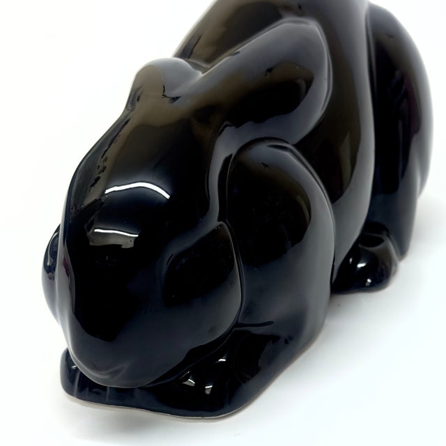 Late 20th Century Vintage Black Ceramic Bunny by Mikasa Japan For Sale - Image 5 of 11