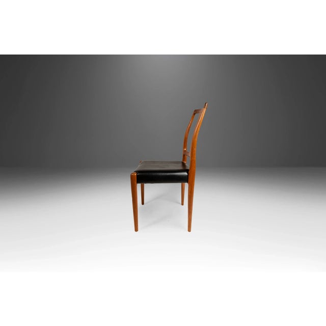 Mid-Century Modern Circa 1970s D-Scan Black Vinyl Upholstered Teak Dining Chairs - Set of 4 For Sale - Image 3 of 12