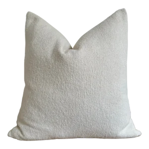 French Bouclette Vintage Linen Pillow With Down Insert Blanc