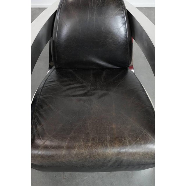 Leather Aviator Armchairs with Aluminum Frames, Set of 2 For Sale - Image 6 of 17