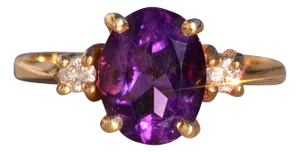 The 130th Avenue: Amethyst and Natural Diamond Three Stone Ring