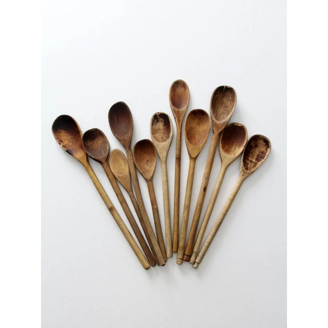 Farmhouse Vintage Wooden Kitchen Spoons Set of 11 For Sale - Image 3 of 12