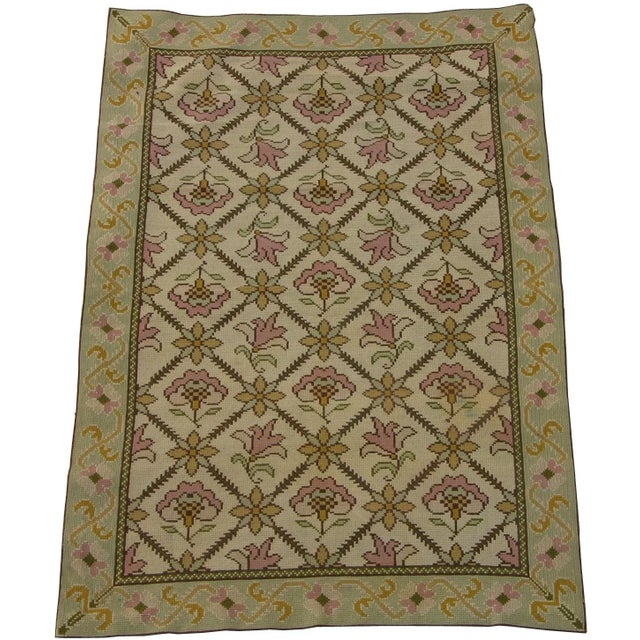Antique Needlepoint Floral Rug For Sale - Image 10 of 10