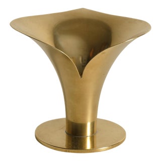 Art Deco Brass Calla Lily Candleholder by Carl-Einar Borgström for Ystad-Metall, 1939 For Sale