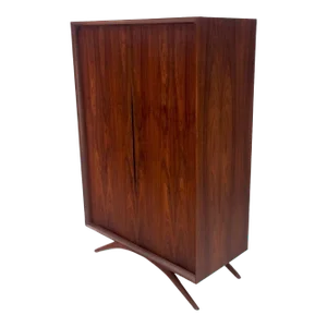 Vladimir Kagan Walnut Dresser Two Door Cabinet Chifforobe on Slayed Legs
