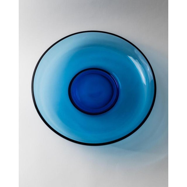 Large Vintage Italian Royal Blue Murano Glass Bowl, 1980s For Sale - Image 3 of 11