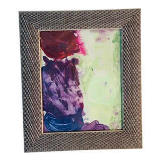 Original Abstract in Purple Painting by Elia in Silver Tone Frame For Sale