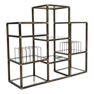 Modular Brass Etagere with Glass Shelves, Italy, 1970 For Sale