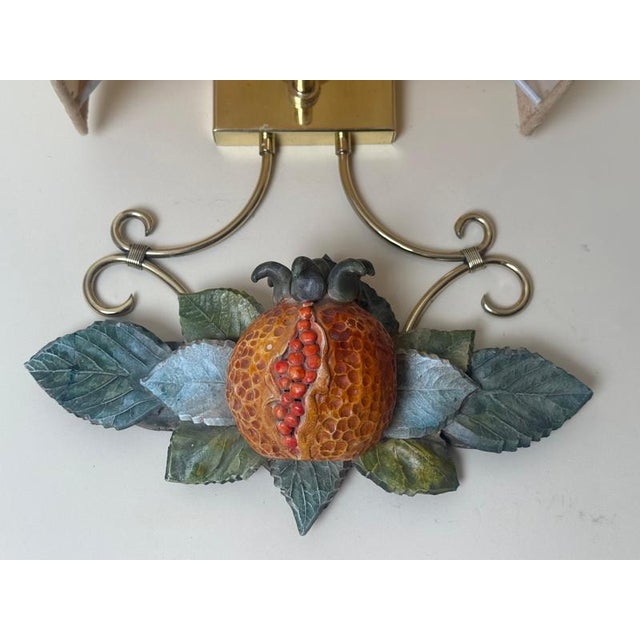 1980s Italian Terracotta Pomegranate Wall Sconces, 1970s, Set of 2 For Sale - Image 5 of 12