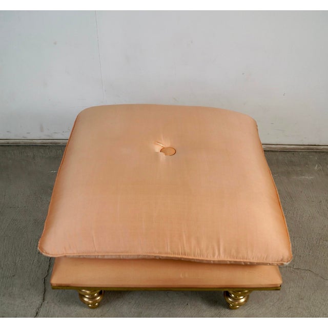 Metal 1980’s Hollywood Regency Brass Ottoman / Stool For Sale - Image 7 of 12