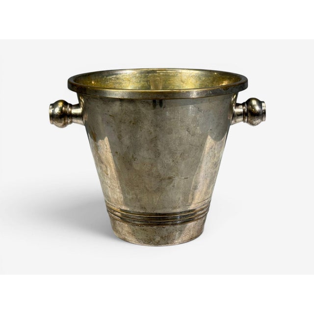 Mid-Century Modern 1970s Art Deco Style, Champage or Ice Bucket, Silverplate, France, 20th C. For Sale - Image 3 of 10