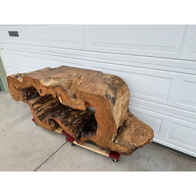 1990s Statement Live-Edge Mango Wood "Window" Slab For Sale In Denver - Image 6 of 18