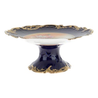 Antique French Floral Porcelain Compote from Limoges For Sale