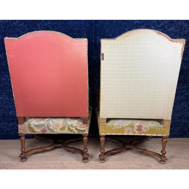 Set of Louis III Armchairs in Walnut, 1850s For Sale - Image 3 of 11