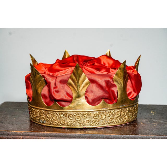19th Century Fantastic Antique Brass Silk Lined Theater Crown Costume Prop King Royalty Home Decor For Sale - Image 5 of 14