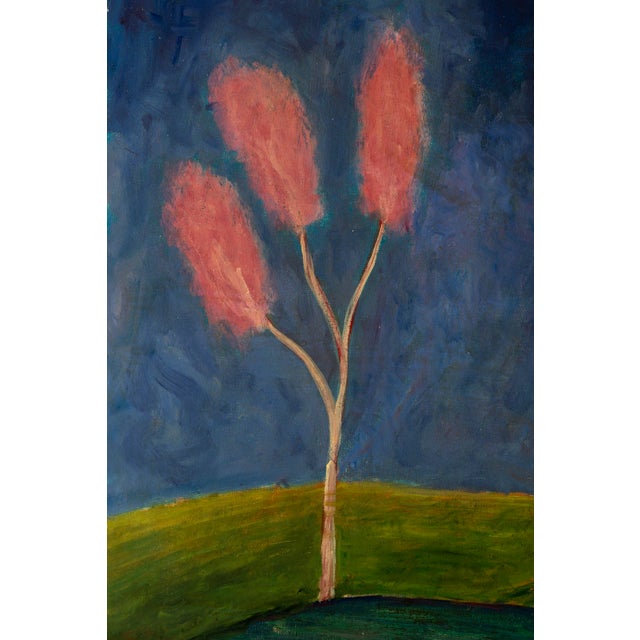1950s Jean-Jacques Abiéniste, Flamingos by a Pond under a Pink Tree, Oil on Canvas For Sale - Image 5 of 13