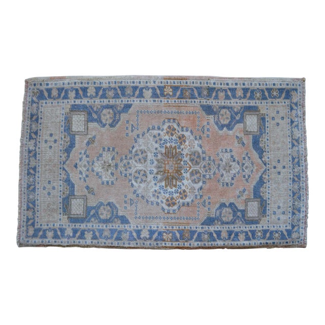 1960s Vintage Hand Knotted Small Rug For Sale