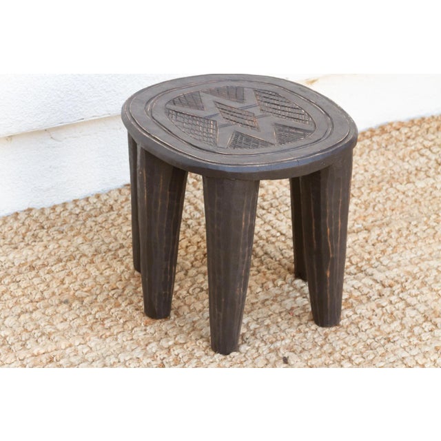 Ash Gray Painted African Table For Sale - Image 4 of 7