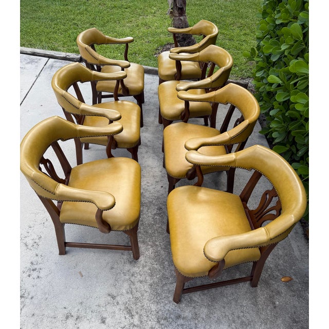 Mid Century Williamsburg Style Smoking Armchairs by Rway, Set of Seven For Sale - Image 10 of 12