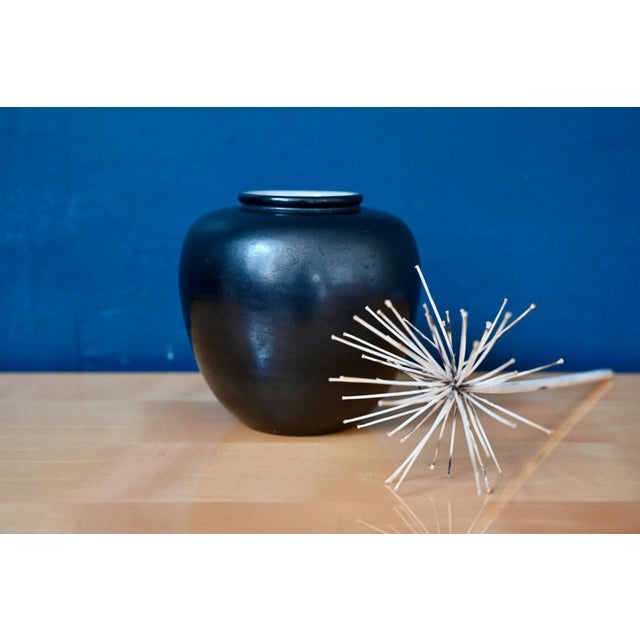 Black Black Glazed Ceramic Vase from Elchinger, Soufflenheim, Alsace, 1950s For Sale - Image 8 of 8